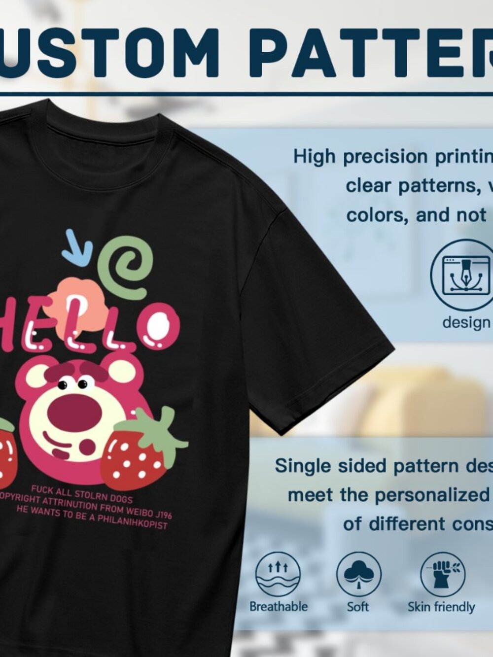 Hello Bear Graphic Tee - Black - Picture 2 of 5